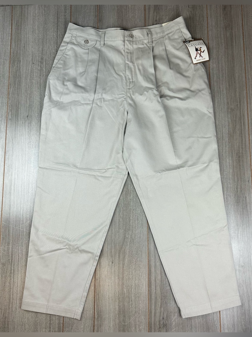 Lee Casuals Double Pleated Pants Womens 18P Chino Khaki Beige NOS NEW